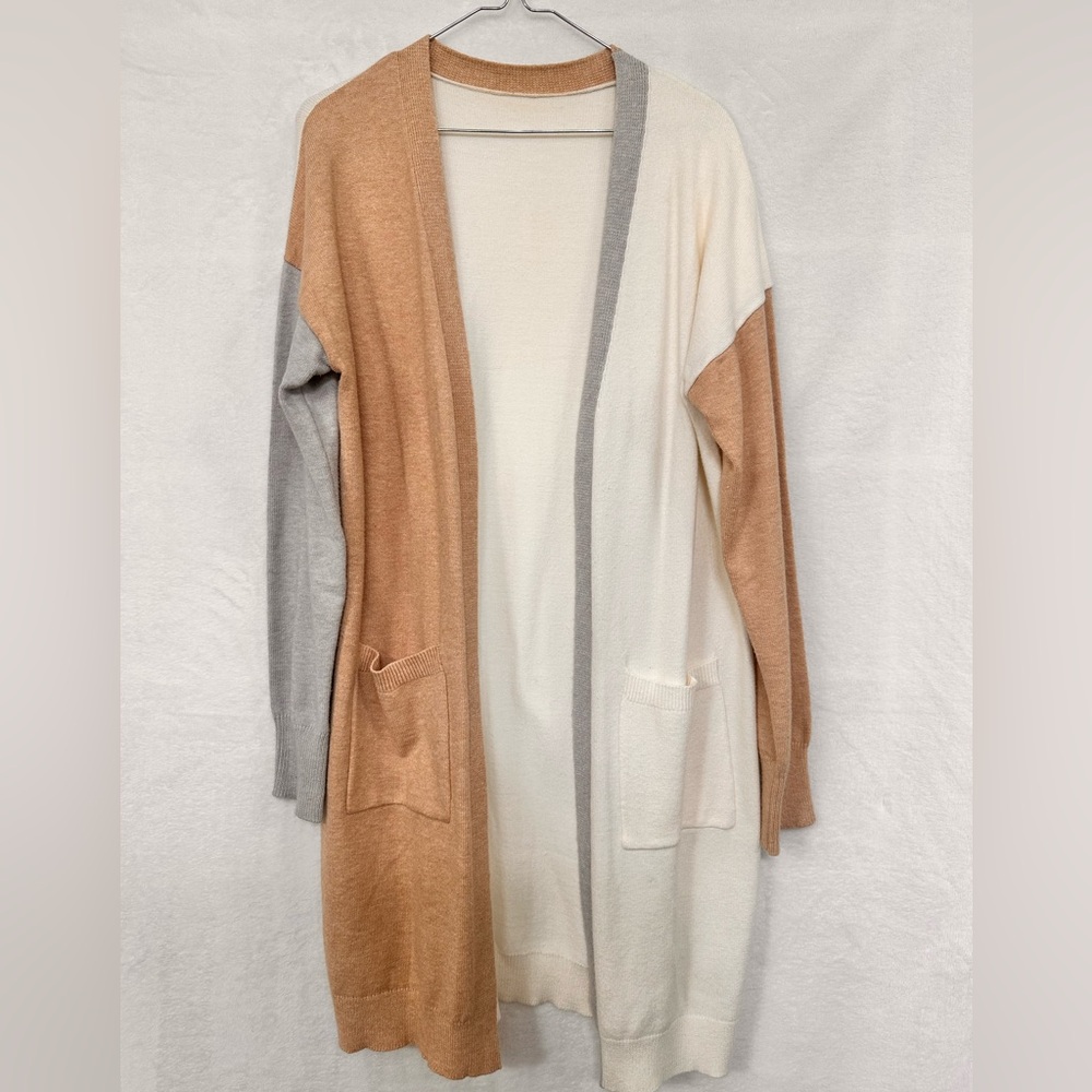 Colorblock Women’s Open Front Medium Length Cardigan Size Medium